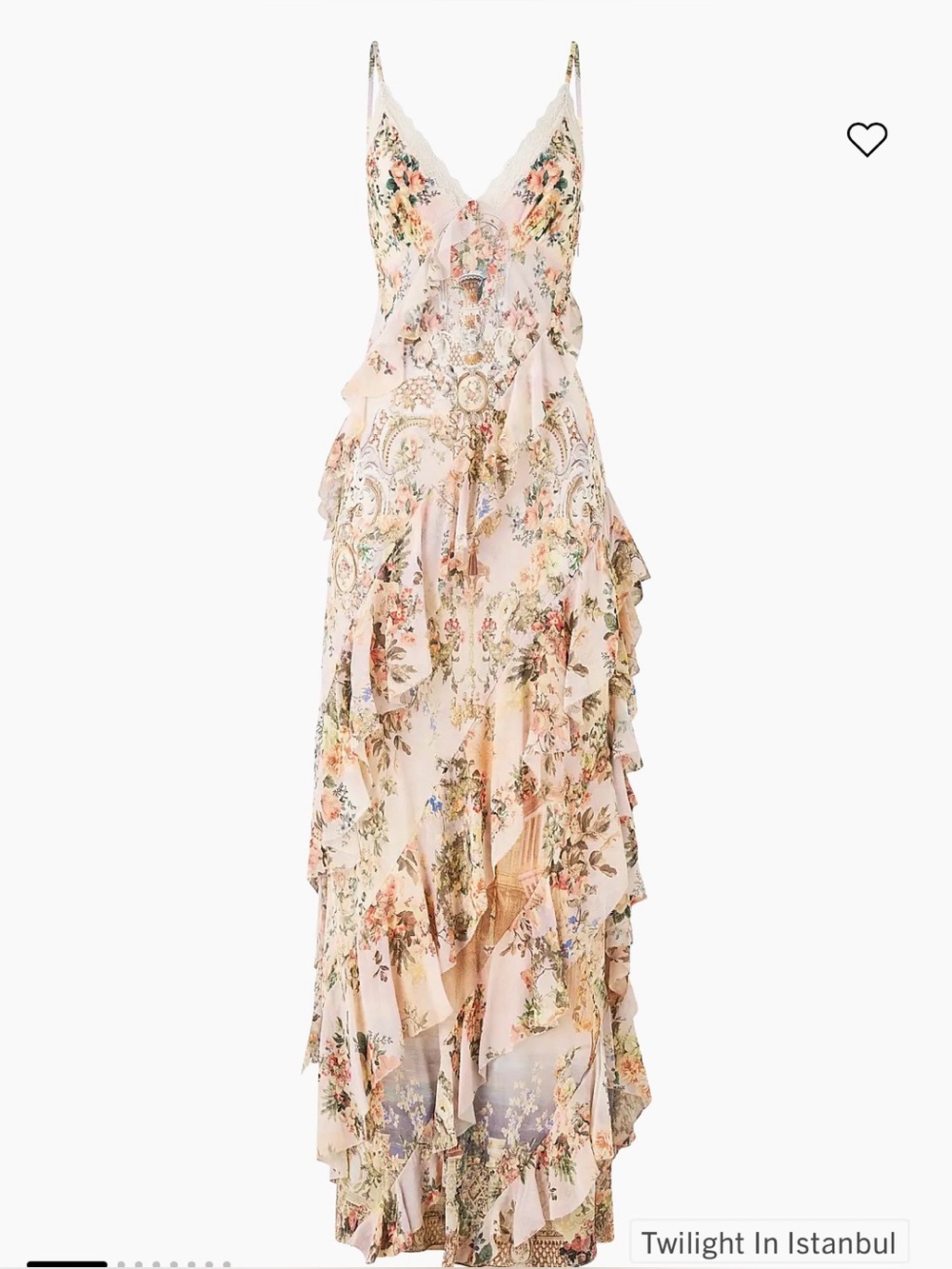 NWOT 1300 CAMILLA TWILIGHT ISTANBUL Asymmetrical Ruffle Slip Dress SMALL